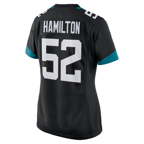 DaVon Hamilton Jacksonville Jaguars Nike Women's Game Jersey - Black/Teal - Image 4