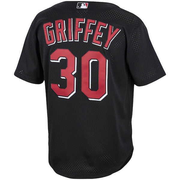 Ken Griffey Jr. Cincinnati Reds Cooperstown Collection Mesh Batting Practice Button-Up Jersey - Black - Image 3