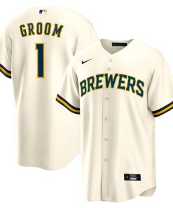 Milwaukee Brewers Nike #1 Groom Home Replica Jersey - White