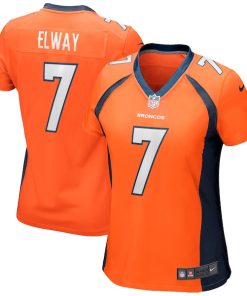 Alternative view of John Elway Denver Broncos Nike Women's Game Retired Player Jersey - Orange/Navy