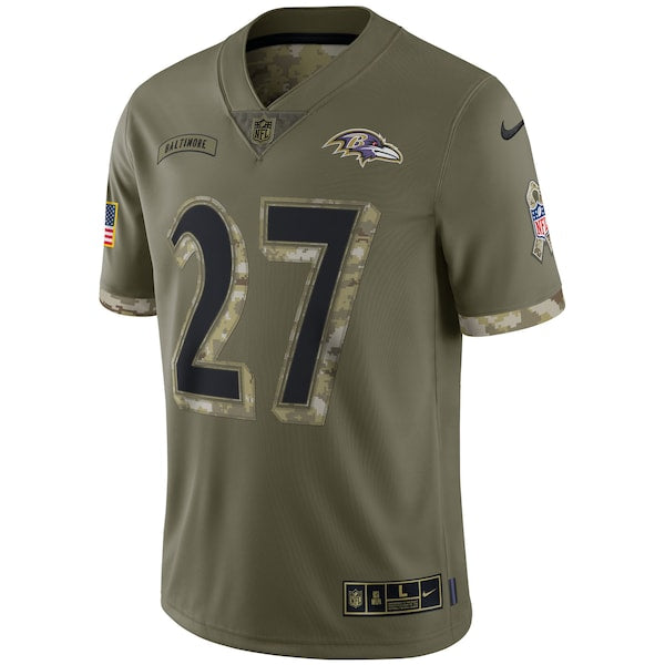 J.K. Dobbins Baltimore Ravens Nike 2022 Salute To Service Limited Jersey - Olive - Image 2