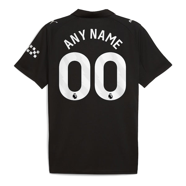 Manchester City Puma 2025/26 Away Replica Custom Jersey - Black/Light Blue/Green - Image 4