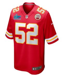 Alternative view of Creed Humphrey Kansas City Chiefs Nike Super Bowl LVII Patch Game Jersey - Red