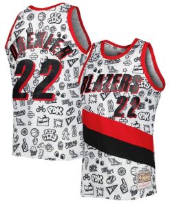Clyde Drexler Portland Trail Blazers 1991-92 Hardwood Classics Doodle Swingman Jersey - White