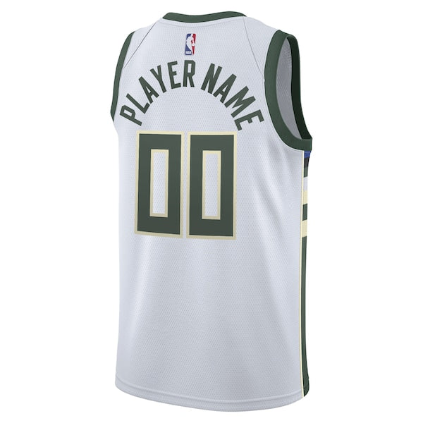 Milwaukee Bucks Nike 2020/21 Swingman Custom Jersey - Association Edition - White - Image 3