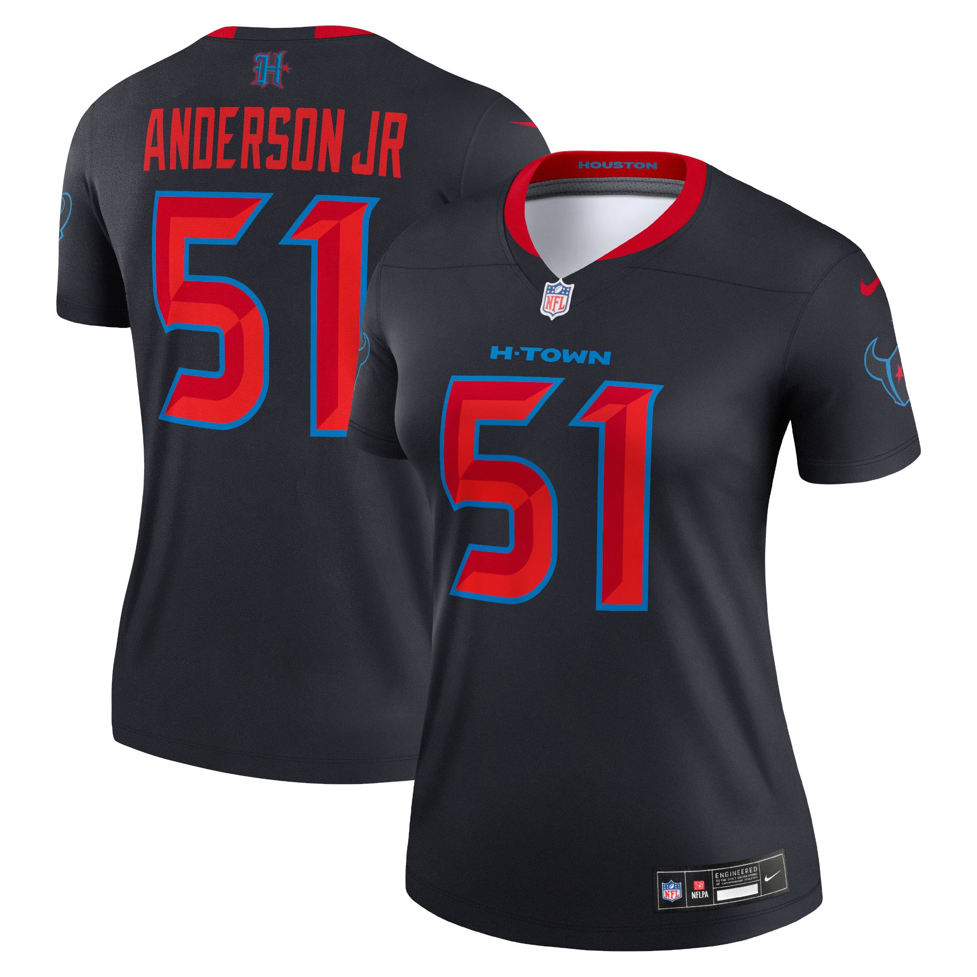 Will Anderson Jr. Houston Texans Nike Women's Alternate Legend Player Performance Top - Red/Navy - Image 5