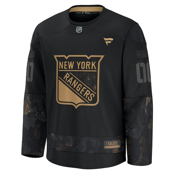 New York Rangers 2024 Military Appreciation Personalized Long Sleeve Practice Jersey - Black - Image 2