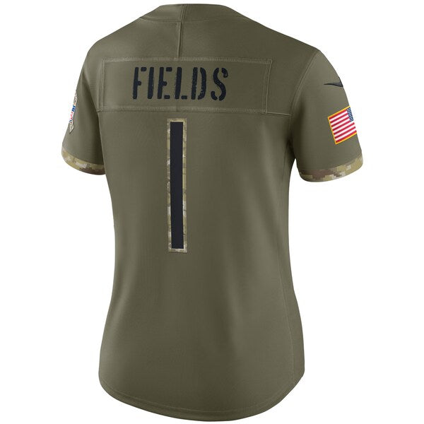 Justin Fields Chicago Bears Nike Women's 2022 Salute To Service Limited Jersey - Olive - Image 3