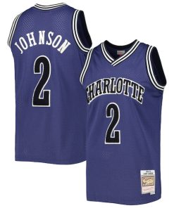 Larry Johnson Charlotte Hornets 1994/95 Hardwood Classics Off-Court Swingman Jersey - Purple