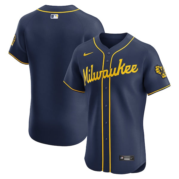 Milwaukee Brewers Nike Alternate 2 Elite Jersey - Navy/Cream