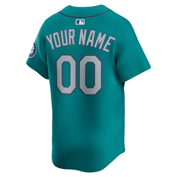 Men's Seattle Mariners Nike Alternate Limited Custom Jersey- Teal/White - Image 4