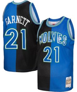 Kevin Garnett Minnesota Timberwolves Hardwood Classics 1995/96 Split Swingman Jersey - Black/Blue