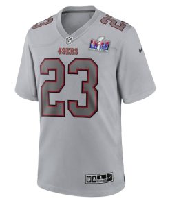 Alternative view of Christian McCaffrey San Francisco 49ers Nike Super Bowl LVIII Atmosphere Fashion Game Jersey - Gray
