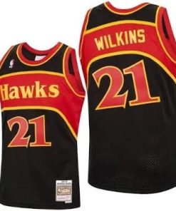 Dominique Wilkins Atlanta Hawks M &N Throwback Swingman Jersey - Black/Red/White