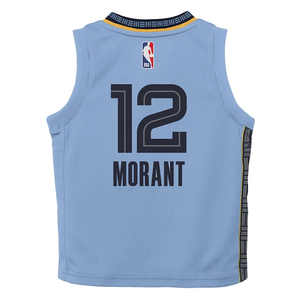 Ja Morant Memphis Grizzlies Jordan Brand Preschool 2022/23 Statement Edition Jersey - Light Blue - Image 3