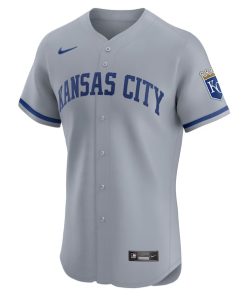 Alternative view of Kansas City Royals Nike Road 2024 Jackie Robinson Day Elite Jersey - Gray