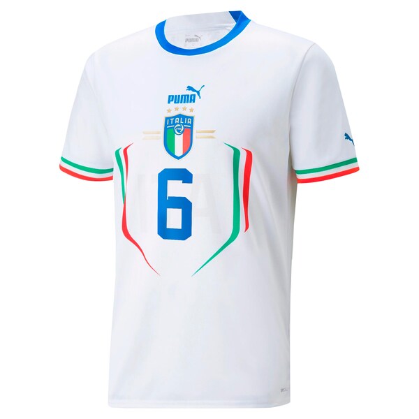 Marco Verratti Italy National Team Puma Youth 2022/23 Away Replica Player Jersey - White - Image 3