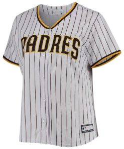 Alternative view of San Diego Padres Women's Plus Size Road Replica Team Jersey - White/Brown