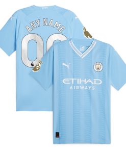 Manchester City Puma 2023/24 Authentic Custom Jersey - Sky Blue