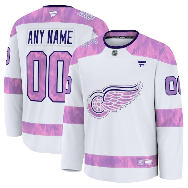 Detroit Red Wings 2024 Hockey Fights Cancer Custom Practice Jersey - White
