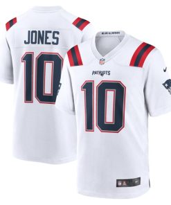 Alternative view of Mac Jones New England Patriots Nike Team Game Jersey - White/Navy