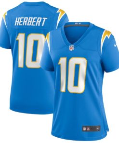 Alternative view of Justin Herbert Los Angeles Chargers Nike Women's Game Jersey - Powder Blue/Navy/Royal