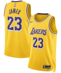 Alternative view of LeBron James Los Angeles Lakers Nike Unisex Swingman Jersey - Icon Edition - Gold/White