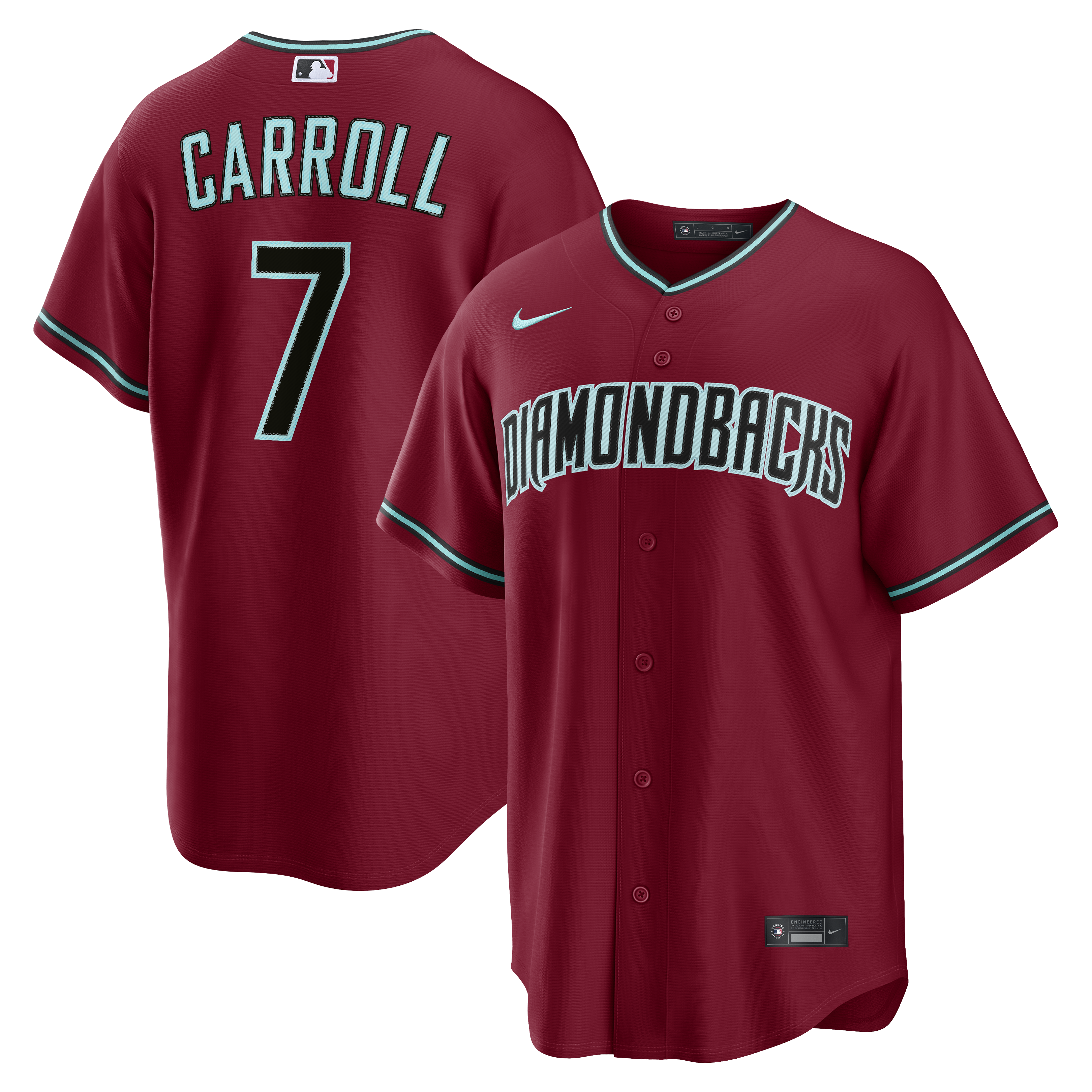 Corbin Carroll Arizona Diamondbacks Nike Alternate Replica Jersey - Black/Crimson/Gray - Image 5