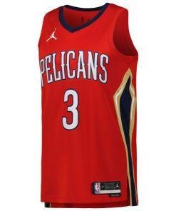 Alternative view of CJ McCollum New Orleans Pelicans Jordan Brand Unisex Swingman Jersey - Statement Edition - Red