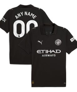 Alternative view of Manchester City Puma 2025/26 Away Replica Custom Jersey - Black/Light Blue/Green