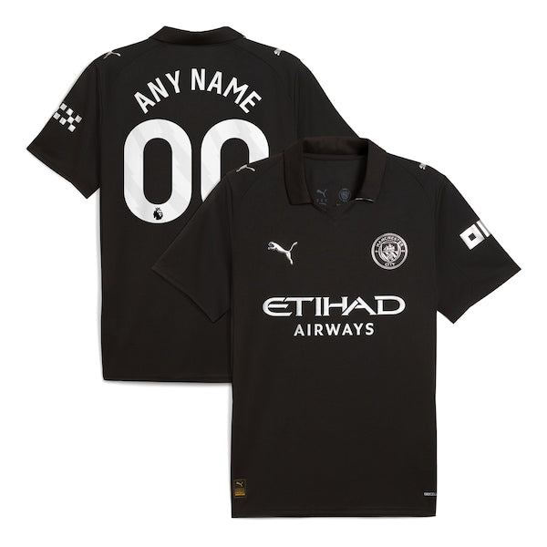Manchester City Puma 2025/26 Away Replica Custom Jersey - Black/Light Blue/Green - Image 2