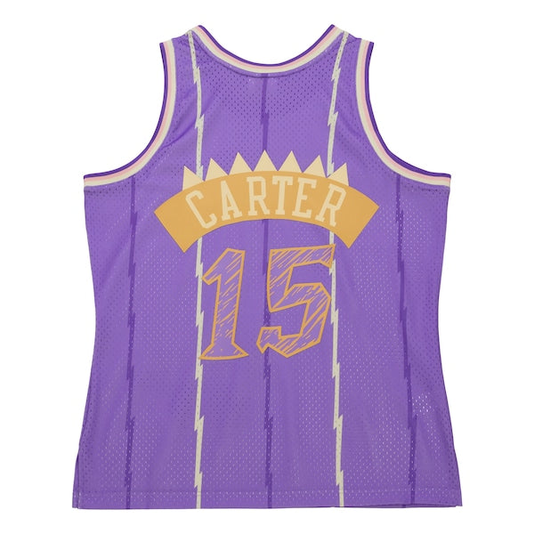 Vince Carter Toronto Raptors 1998/99 Swingman Sidewalk Sketch Jersey - Purple - Image 3