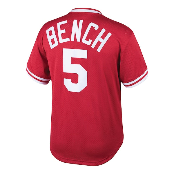Johnny Bench Cincinnati Reds Youth Cooperstown Collection Mesh Batting Practice Jersey - Red - Image 3
