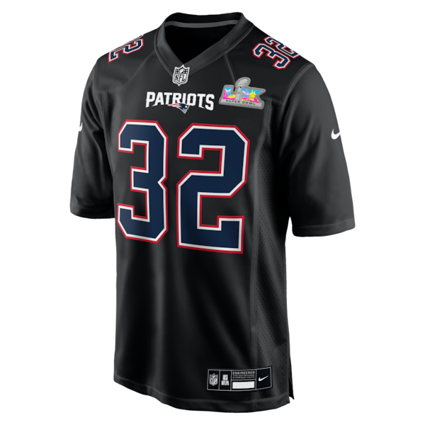 Men's New England Patriots TreVeyon Henderson Nike Black Super Bowl LX Patch Carbon Fashion Game Jersey - Image 2
