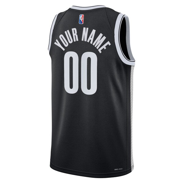 Brooklyn Nets Nike 2021/22 Diamond Swingman Custom Jersey - Icon Edition - Black - Image 3