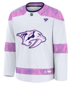 Alternative view of Nashville Predators  Hockey Fights Cancer Practice Jersey - White