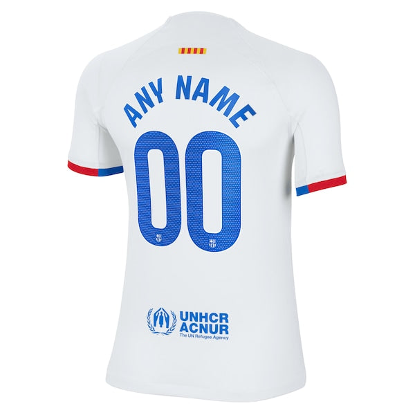 Barcelona Nike Youth 2023/24 Away Custom Replica Jersey - White - Image 3