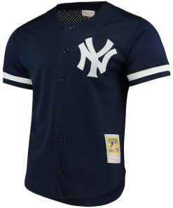 Alternative view of Bernie Williams New York Yankees Cooperstown Collection Mesh Batting Practice Button-Up Jersey - Navy