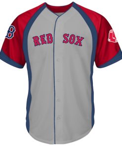 Boston Red Sox Big & Tall Colorblock Full-Snap Jersey -Gray/Navy