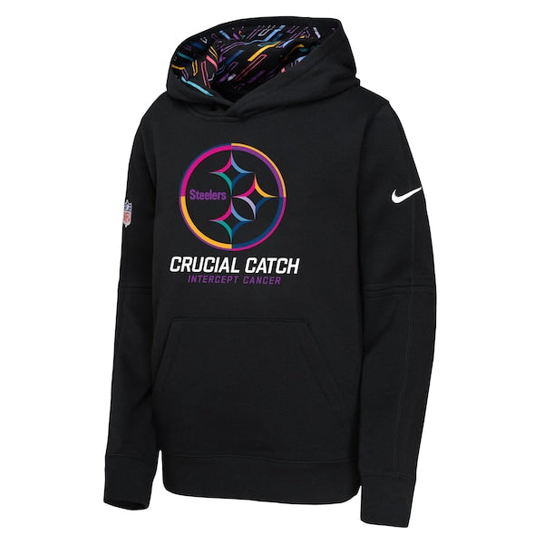 Pittsburgh Steelers Nike Youth 2024 NFL Crucial Catch Pullover Hoodie - Black - Image 2