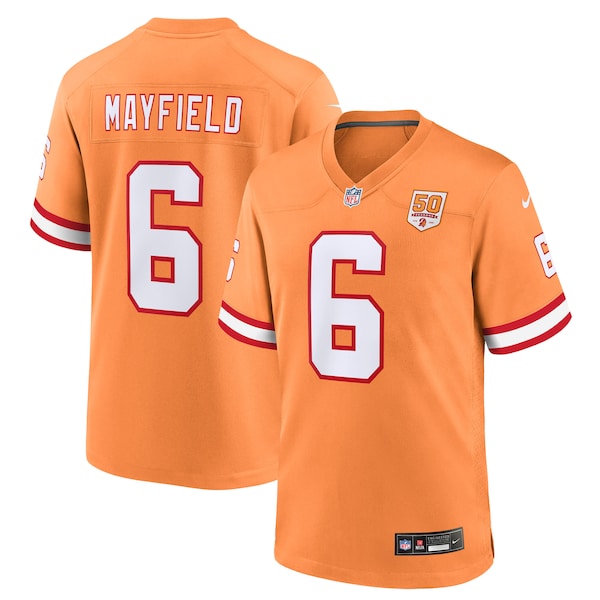 Baker Mayfield Tampa Bay Buccaneers Nike 50th Season Game Jersey - Creamsicle/Red - Image 2