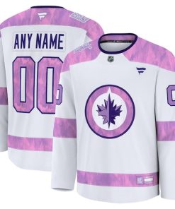 Winnipeg Jets  2024 Hockey Fights Cancer Custom Practice Jersey - White