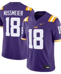 Alternative view of Garrett Nussmeier LSU Tigers Nike NIL Football Game Jersey - Purple/White