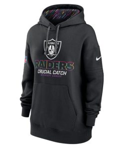 Alternative view of Las Vegas Raiders Nike Women's 2024 NFL Crucial Catch Club Pullover Hoodie - Black