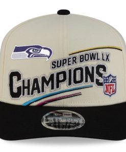 Alternative view of Seattle Seahawks New Era Super Bowl LX Champions Locker Room Trophy Collection 9SEVENTY Adjustable Hat - Cream/Black