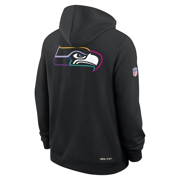 Seattle Seahawks Nike 2025 NFL Crucial Catch Sideline Standard Issue Dri-FIT Hoodie - Black - Image 3