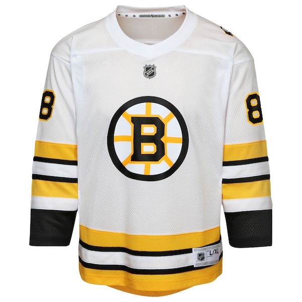 David Pastrnak Boston Bruins Youth Home Replica Player Jersey - White/Black - Image 3
