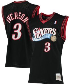Allen Iverson Philadelphia 76ers 2000/01 Big & Tall Hardwood Classics Swingman Jersey - Black/Red/Royal/White