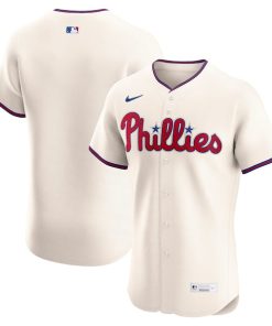 Alternative view of Philadelphia Phillies Nike Alternate 2 Elite Jersey - Cream/White/Light Blue