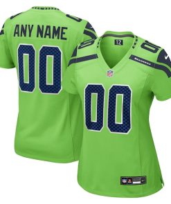Seattle Seahawks Nike Women's Alternate Custom Game Jersey - Neon Green
